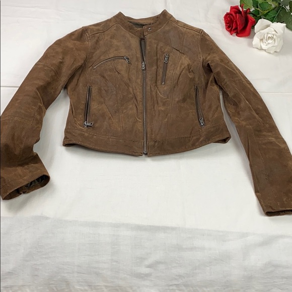 Levi’s Brown Leather Moto Jacket Womens S
